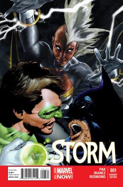 covermashups:  Storm’s gonna cool your jets right about now guys, so I’d drop it f I were you.Mashed covers:Storm #1Green Lantern #9