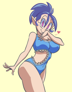 thetwistedgrim:  I got a little bored and I saw one of those “Draw your OC with this bikini” challenge in Facebook, which was a Shark based one… so sure why not!   cutie! &lt;3 &lt;3 &lt;3 &lt;3