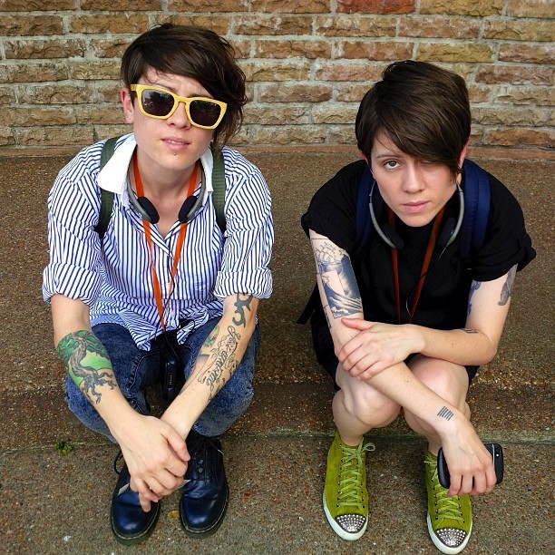 teganandsara:  Sweating it out in Elvis’s backyard at #Graceland. 