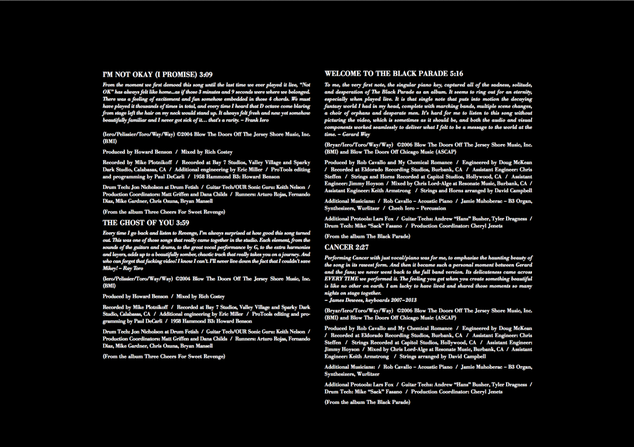 mychemicalcatalog:  May Death Never Stop You - Digital Booklet Buy the album at