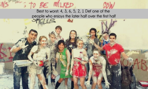 welovegleeconfessions: Best to worst: 4, 3, 6, 5, 2, 1 Def one of the people who enjoys the later h