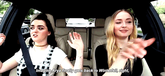ladyarianne:Maisie Williams + Sophie Turner in Apple Music’s Carpool Karaoke