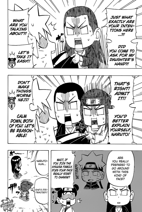 soel-chan:  uzumakiborutohimawari-naruhina:  Rock Lee ships NaruHina!! Lee : “it’s time for Naruto to meet Hinata’s father” …<3  I really love this manga.. 