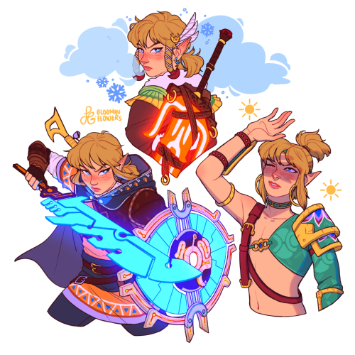 bloominflowers:some of my favorite/most used armor and weapons in botw, because I played this game f