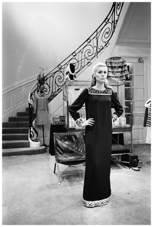 Catherine Deneuve in Yves Saint Laurent Dress, photographed Giancarlon Botti, 1966