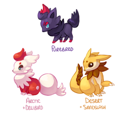 yellowfur:  pombei:  Did a few Zorua crossbreed