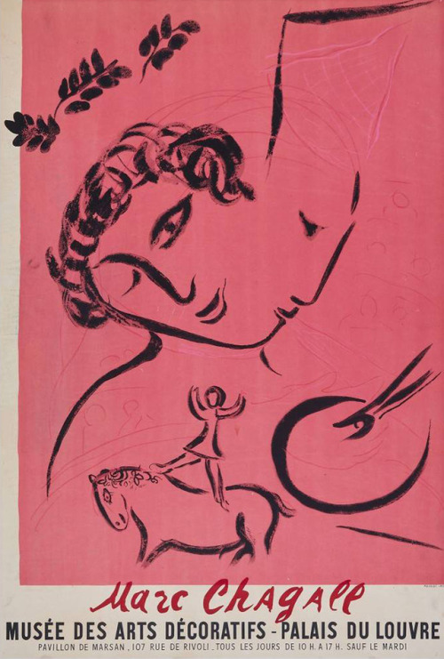 inland-delta:1959 Marc Chagall Exhibition Poster Le Peintre En Rose 