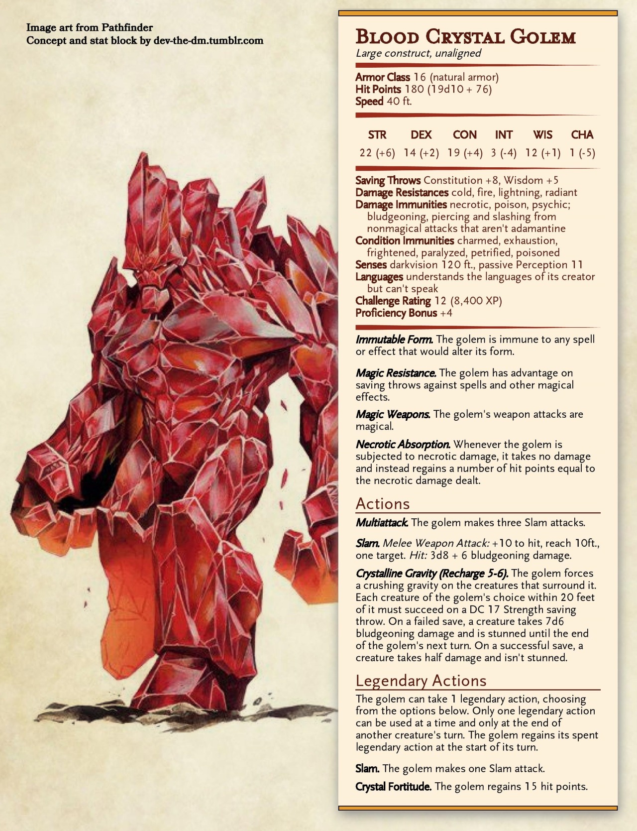 dm homebrews Creature: Blood Golem