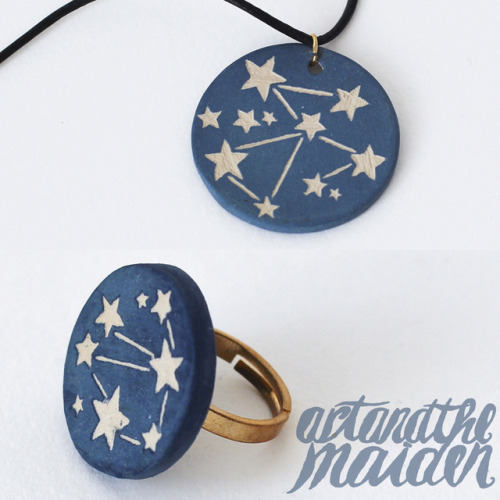 Constellation stoneware jewelry in dark blue*+:*.Etsy I Facebook I Instagram