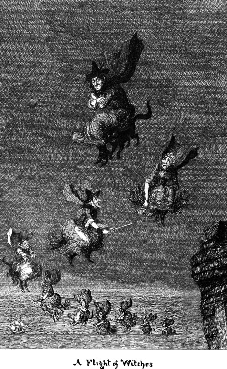 inmaterialized:   A flight of witches, from Popular Romances of the West of England by Robert Hunt, 1865.  Chris  I’m here.