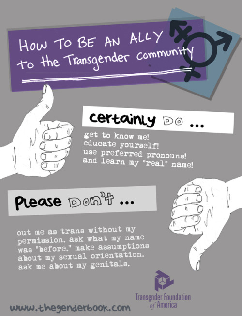 lgbtgivesmehope: [How to be an ally to the transgender communityPlease do…Get to know me!Educ