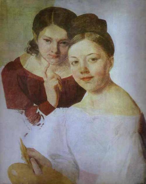 Portrait of Artist&rsquo;s Daughters Alexandra and Felisata, Alexey VenetsianovMedium: oil,canva