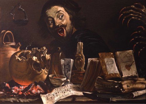 rodolphe-gauthier-img-database: Bamboche, Pieter van Laer - Selfportrait as a magician - 1638-9 - Th