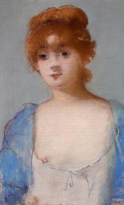 Artist-Manet:  Young Woman In A Negligee Via Edouard Manetmedium: Pastel