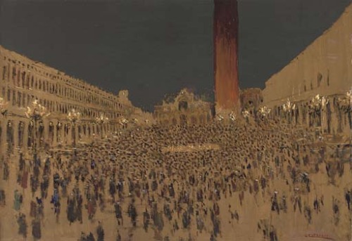Crowds at Piazza San Marco, VeniceGiuseppe Cherubini (Italian, 1867–1960)