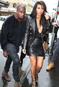 kimkanyekimye:  Kim and Kanye arriving at