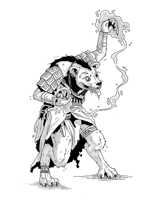 inktober day 1 - gnoll warlockusing the d&amp;d character prompt generator by @berntkat!!