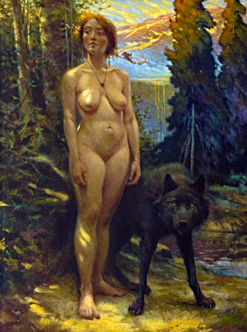 bellsofsaintclements:“Wolf girl” by American artist D. Brent Burkett.