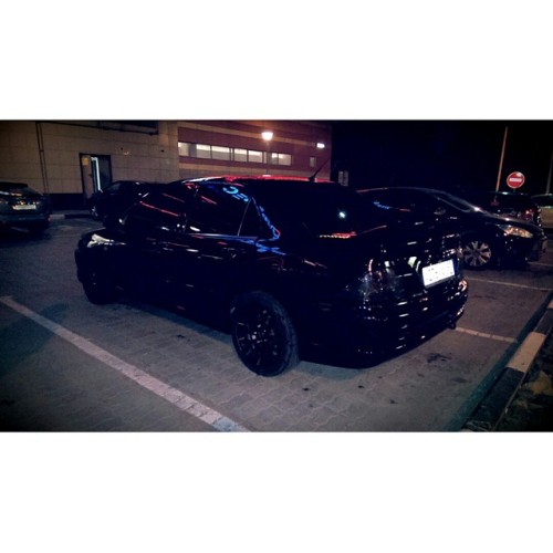 street-racing-spectacular:  Blacked out again. Ain’t go nowhere. 😎 #blackedout #triple_diamond_society #hayabusa #mitsubishi #lancer #sport #japan #momo #revenge #italy #blackonblack #bridgestone #sportystyle #car #tuning #catless #muffler #exhaust
