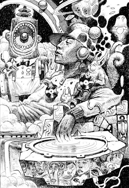 danlish1:  DJ Qbert for the Egostrip collection :) I’ll colour this one up soon. Dx