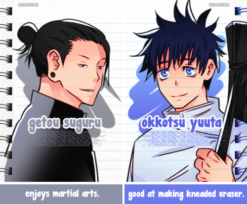 gojosattoru:★ JUJUTSU CHARACTERS ★ GET TO KNOW THEM ❤~special thanks to melda @gojuo who helped me w