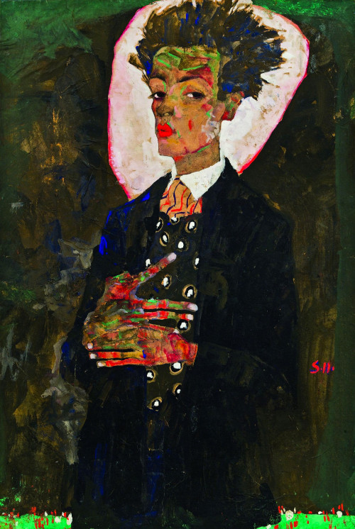 Egon Schiele - Self-Portrait with Peacock Waistcoat