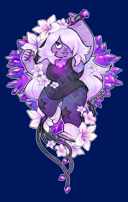 zartbitter-salat:  I really wanted to draw an Amethyst design for a while now and I actually really like how it turned out~ You can find it in my shop without watermark on many products: Shop link 