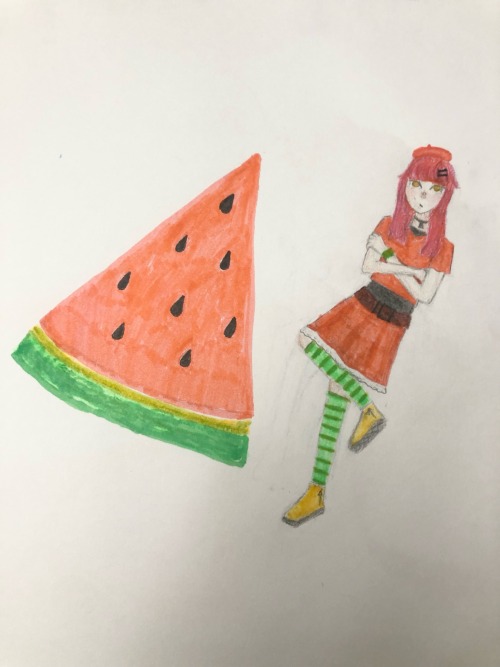 Some Sketches I Did! The Rin One Was In My Sketchbook, The Watermelon One Was On Poster Board