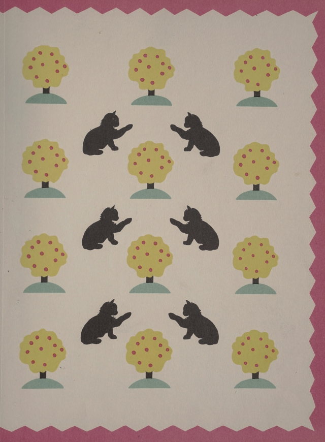 Apple tree and black cat pattern. Sooty, an aristocratic cat. 1935. Endpaper. Internet Archive