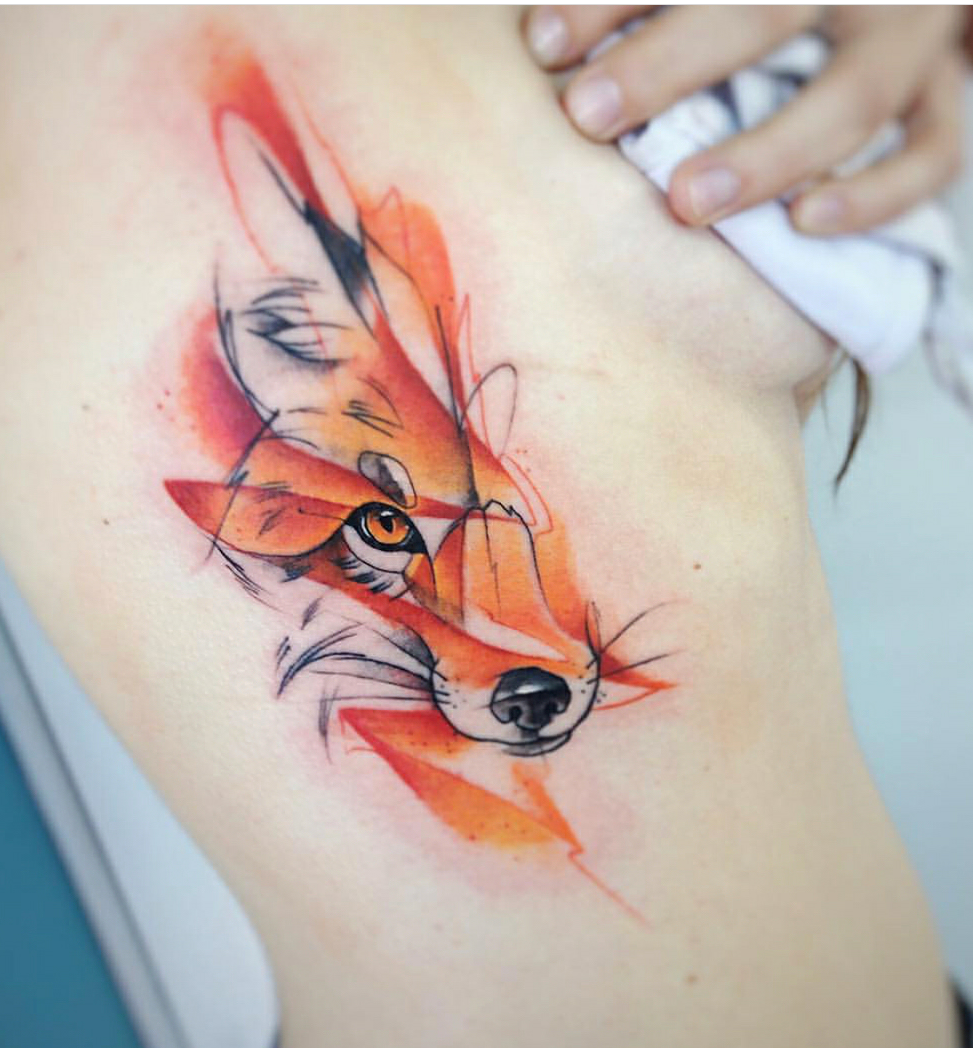watercolor fox tattoo by Pis Saro  KickAss Things