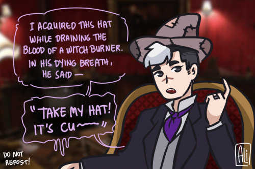 artsy-alice:“Everytime you wear [that hat], something bloody stupid terrible happens!”sheith x what 
