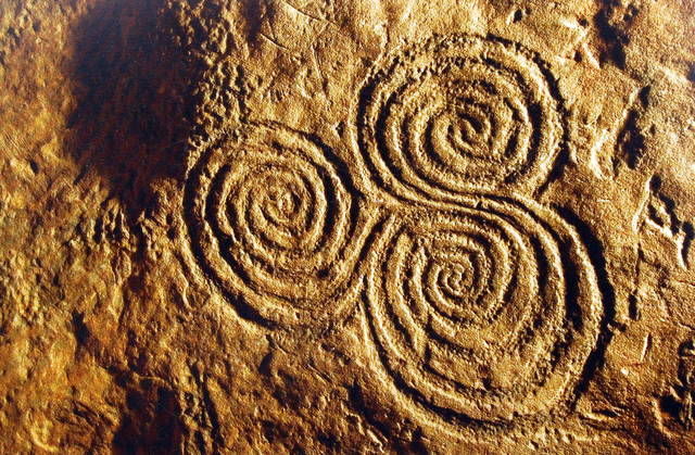 irisharchaeology:  Neolithic spirals, Newgrange, Ireland. This art piece is over