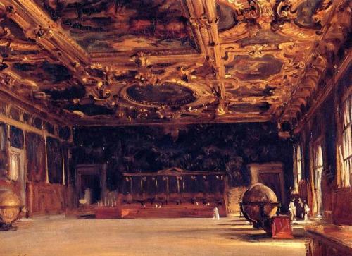 artist-sargent: Interior of the Doge’s Palace, 1898, John Singer Sargent Medium: oil,board