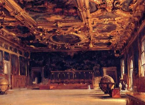 artist-sargent:Interior of the Doge’s Palace, 1898, John Singer SargentMedium: oil,board