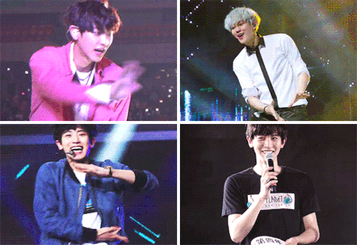 chanyoelpark: A compilation of Chanyeol being all smiley and having fun on stage! ðŸ˜ I wanna wish a very happy birthday to the most cheerful and uplifting person I can think of! ðŸŽ‰ A frown doesnâ€™t belong on your angelic face, and as unrealistic