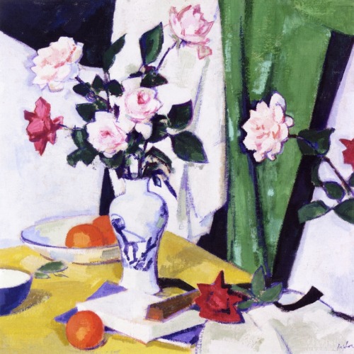 Still Life with Pink and Red Roses in a Chinese Vase, 1923, Samuel Peploe