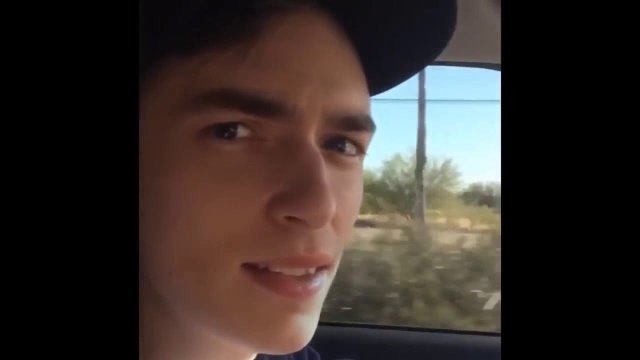 screenshot of the vine video "road work ahead" showing the man's face turned towards the camera