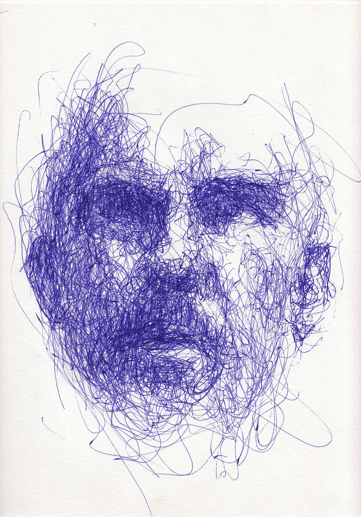  By razor_nl on Flickr - self portrait (Bic Cristal Gel Medium pen on paper) 