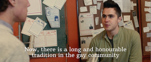 stormclouds-chainmail:mycroftrh:You take it… and you own it.[Pride (2014), dir. Matthew Warch