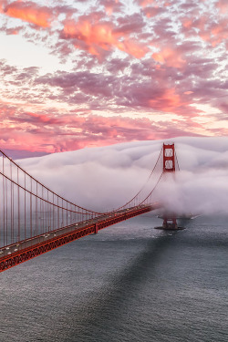 bluepueblo:  Sunset, The Golden Gate, San