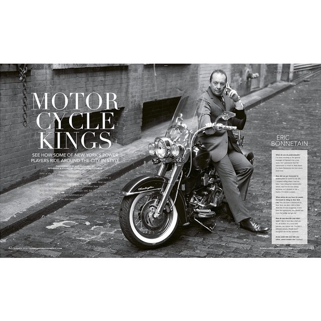 Opening spread from my first portrait series for @dtnycmag #summer2014 featuring eric bonnetain of Cipriani #ceo #harley #harleydavidson #motorcycle #downtownmagazine #cipriani #portrait