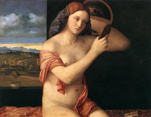 drakontomalloi:Giovanni Bellini - Young Lady with a Mirror. 1515