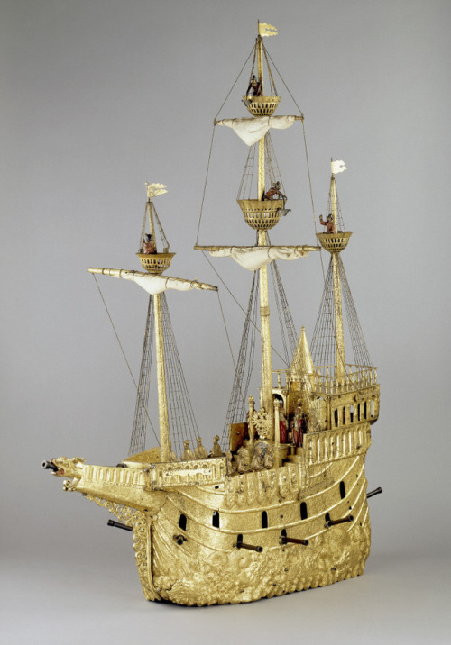 The Mechanical Galleon, 1580-1590, Augsburg; silver, iron, enamel, brass, with gilding; 104 x 78.5 x