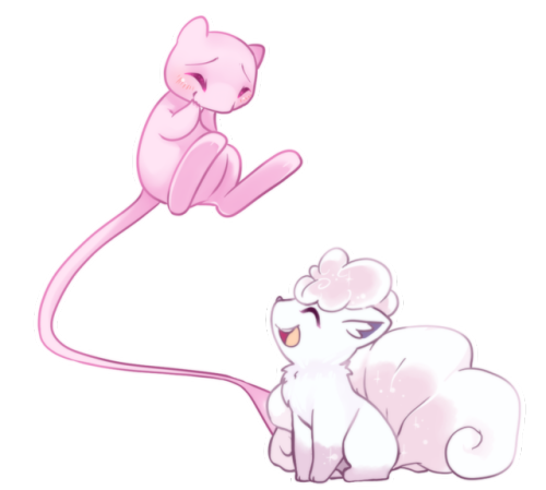 loyaldis:
This is a mew
And this is a vulpix
they are pink #mew#vulpix#pokemon#fanart