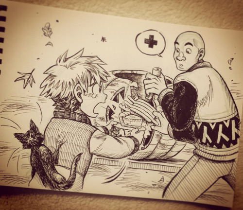 inktober little pumpkin thing story, part 4aka(?) the “a piece of pumpkin pie for saving my Ja