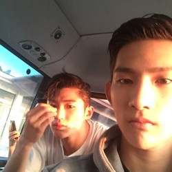 parkhyeongseop:  [150518] Hyeongseop instagram update with Byeon Wooseok  피곤한거 티나아?