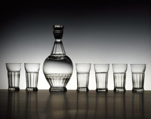 W.J. Rozendaal , tableware, 1928. Crystal glass, made by Kristalunie Spectrum, Maastricht. Via Gemee