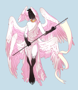 kitsiyo:Been thinkin’ about angels lately so I drew Saktiel and his flag of defeat.