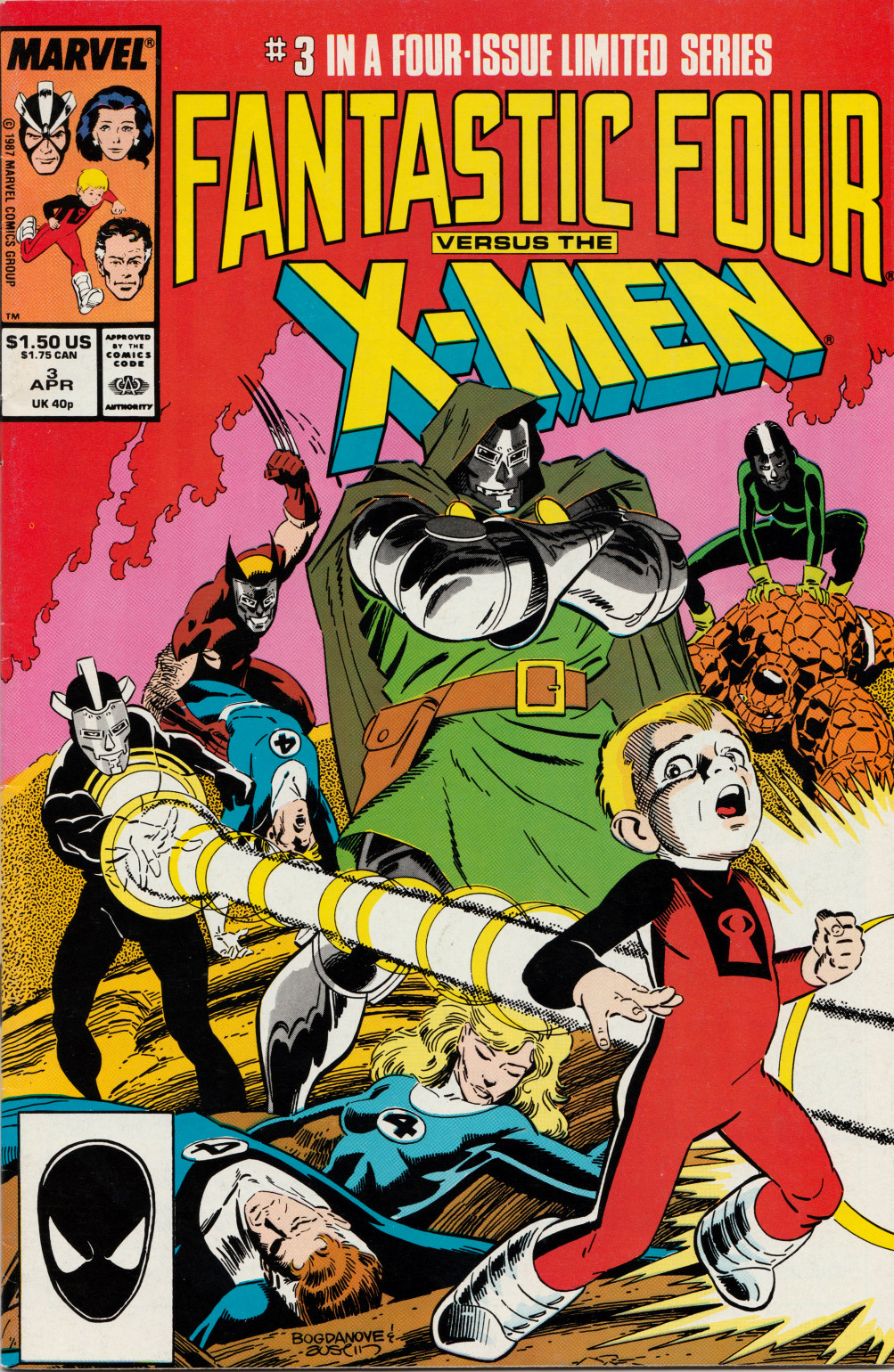 Fantastic Four vs. the X-Men No. 3 (Marvel, 1987). Cover art by John Bogdanove and