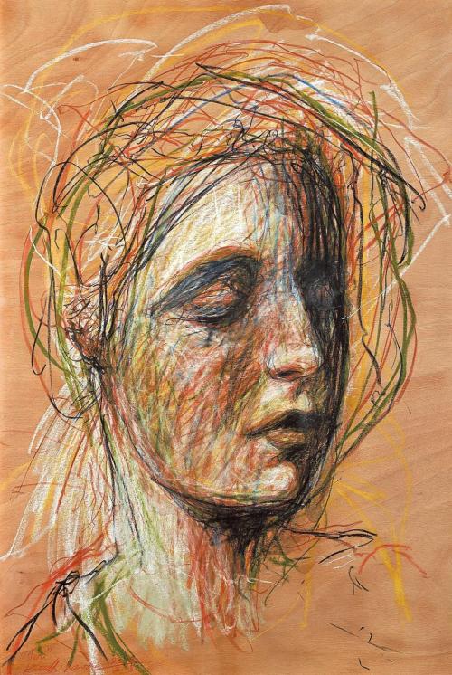 Kuutti Lavonen (Finnish, b. 1960, Kotka, Finland) - Leri, 2012   Drawings: Pastels, Red, Black Chalk